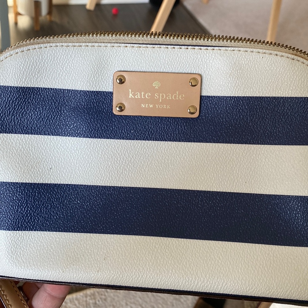Blue/white striped Kate Spade over the shoulder purse. - Picture 1 of 4
